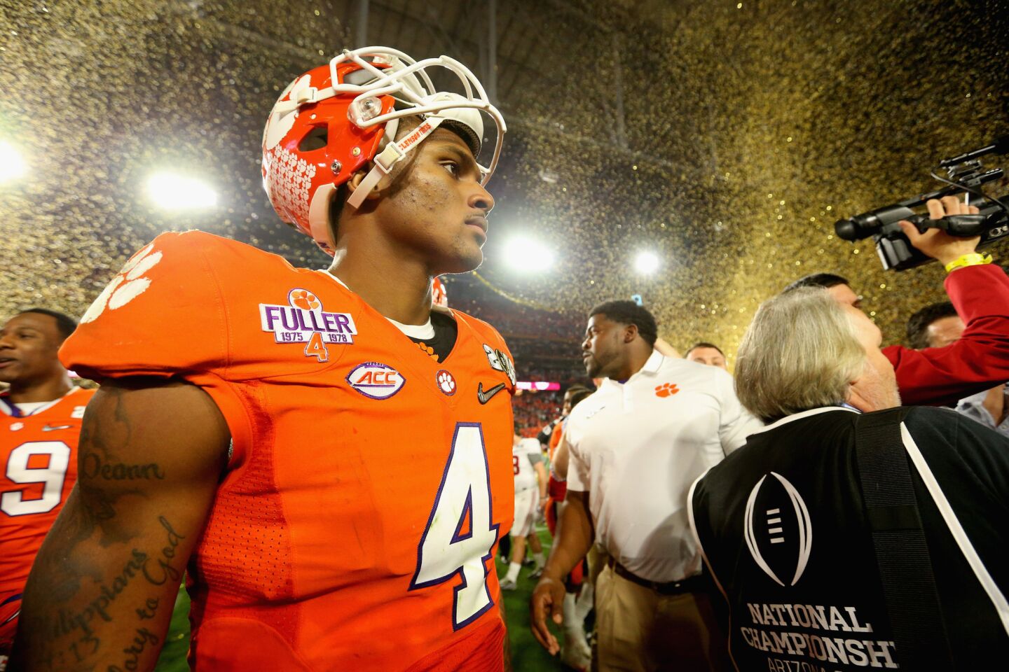 Clemson quarterback Deshaun Watson reacts after being defeated by the Alabama Crimson Tide in the national championship game.