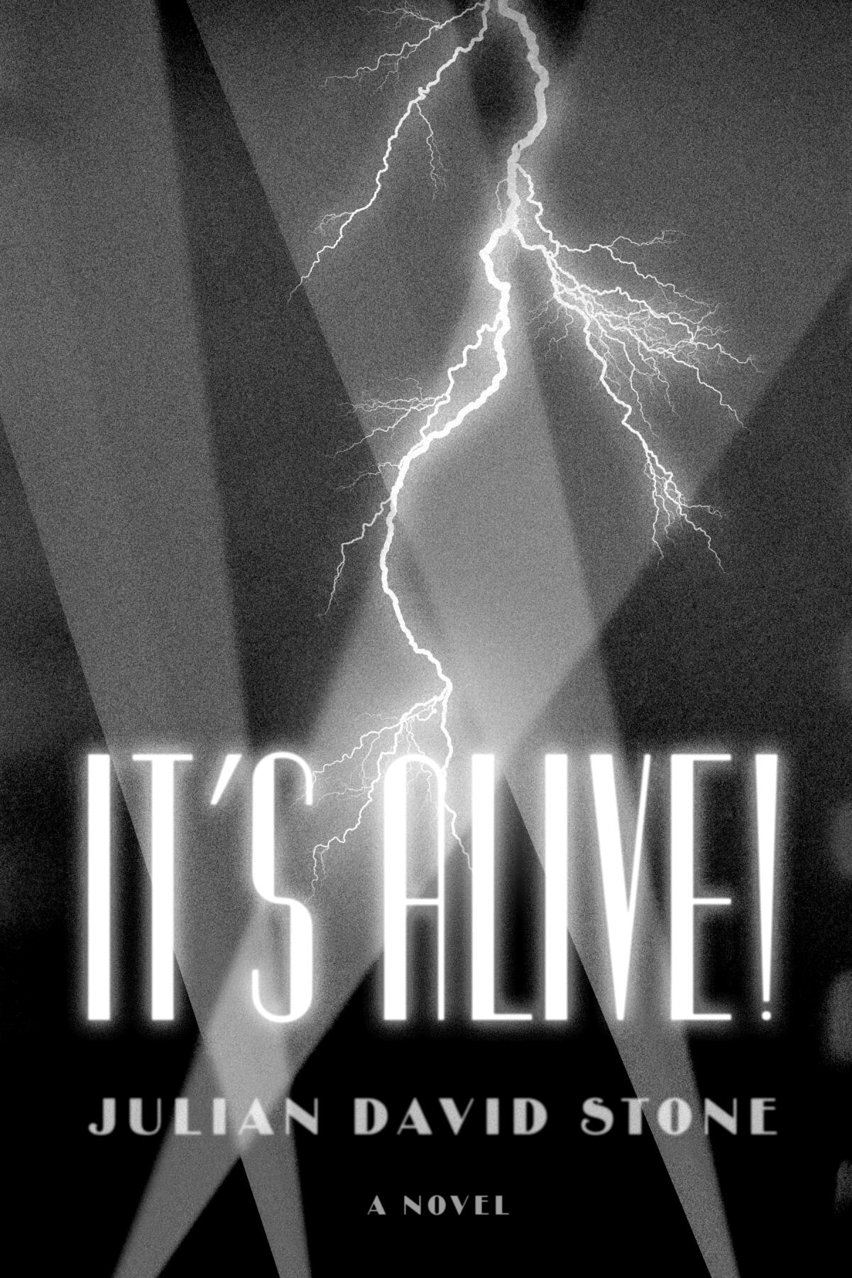 A lightning flash, Klieg light beams and the words "It's Alive!" on a black-and-white book cover.