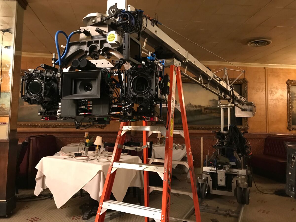 The camera rig, dubbed "the three-headed monster" used on "The Irishman."