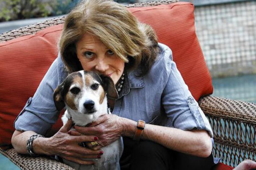 Linda Lavin with her dog Mickey at her West Hollywood home.