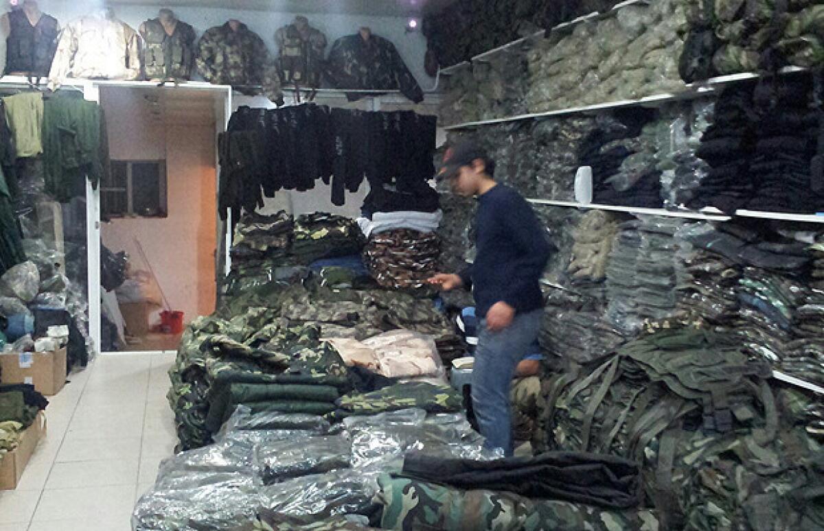 “Sure, we’re arming the brigades and battalions of Syria,” boasts one employee of a shop in the Aleppo Market in Antakya, Turkey, near the border with Syria. “I get a new commander in here every day.”