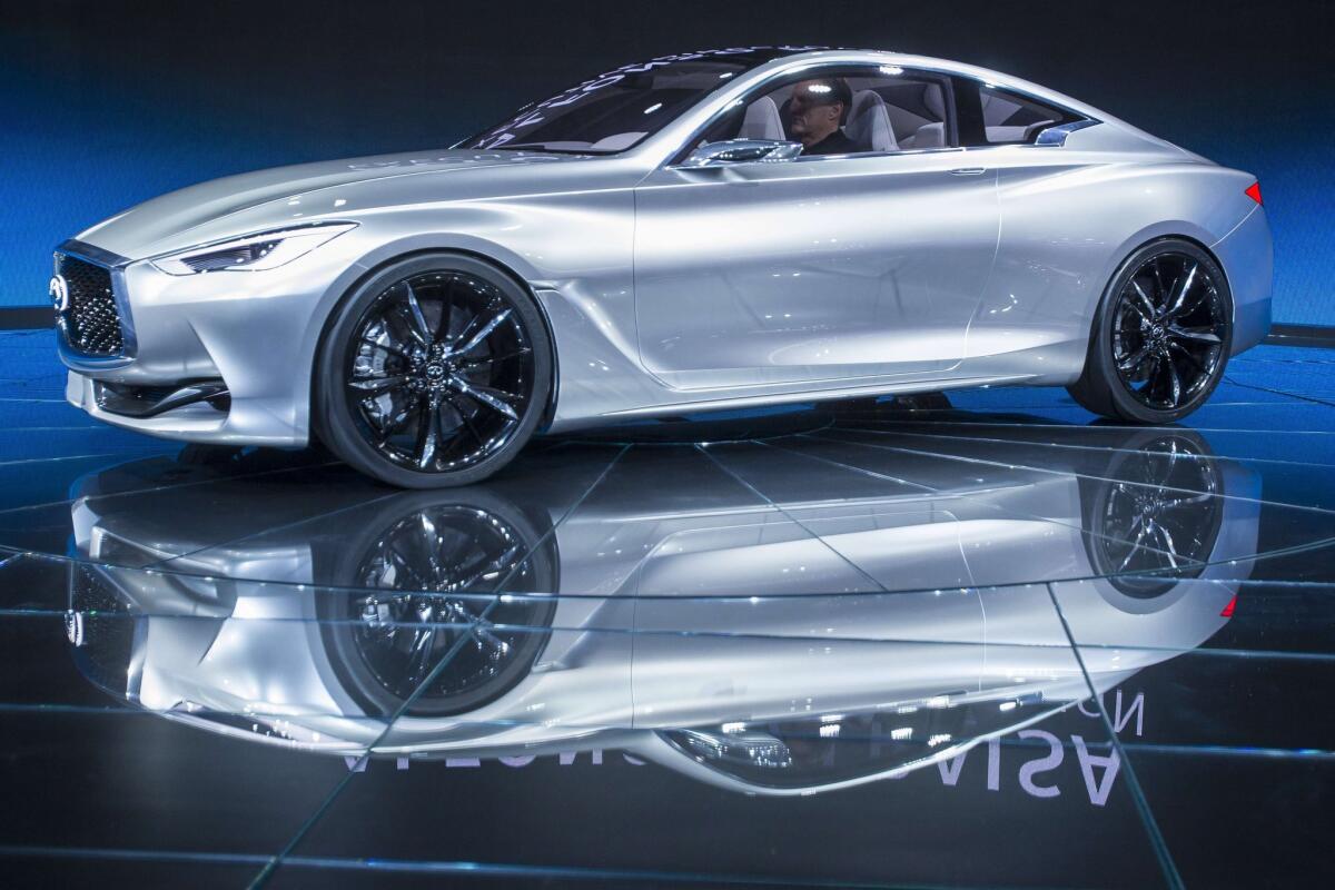 The Infinity Q60 concept car is unveiled at the 2015 Detroit Auto Show on Jan. 13.