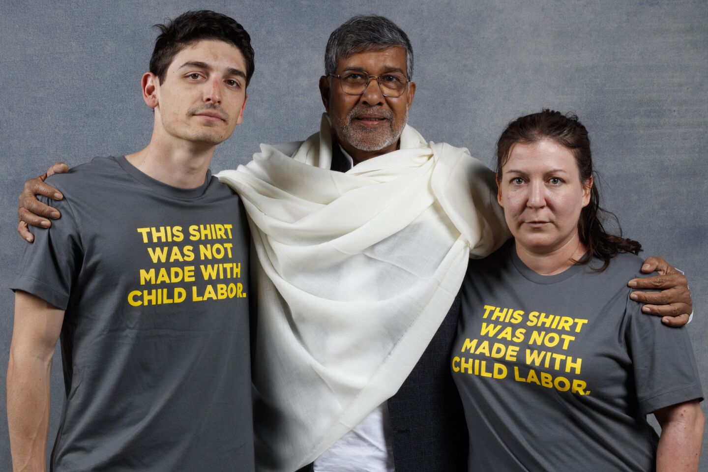 Director Derek Doneen, subject Kailash Satyarthi and producer Sarah Anthony from the documentary "Kailash," photographed in the L.A. Times studio in Park City, Utah. FULL COVERAGE: Sundance Film Festival 2018 »