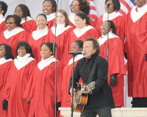 Bruce Springsteen performs at the We Are One concert at the Lincoln Memorial.