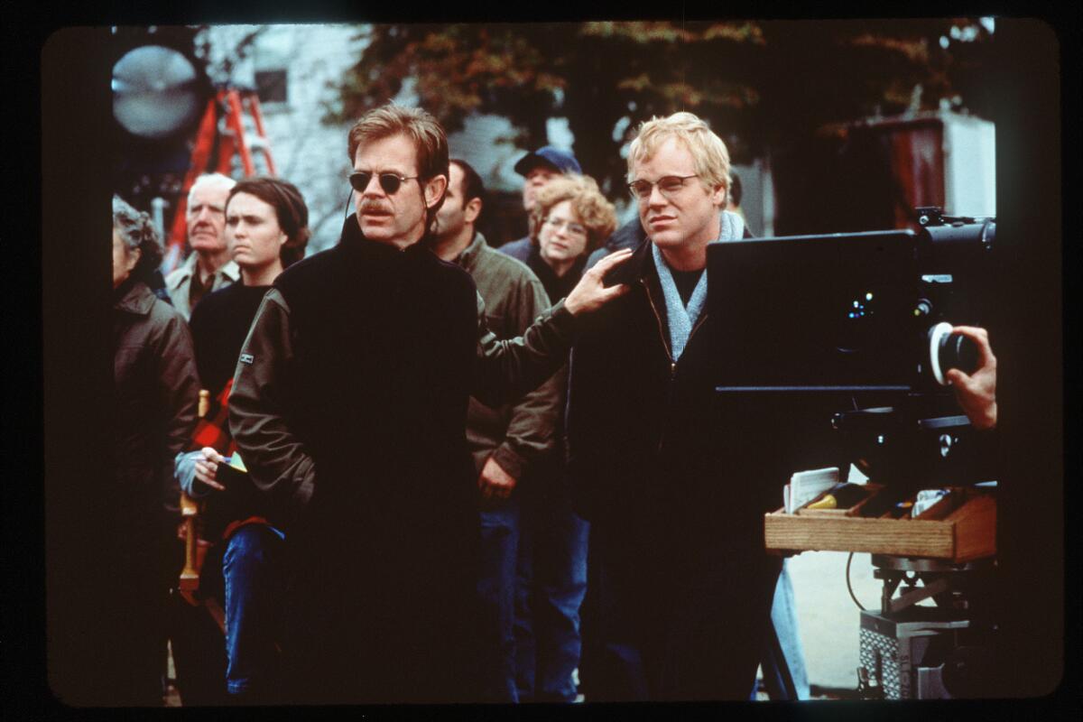 William H. Macy, left, and Philip Seymour Hoffman, in David Mamet's "State and Main."
