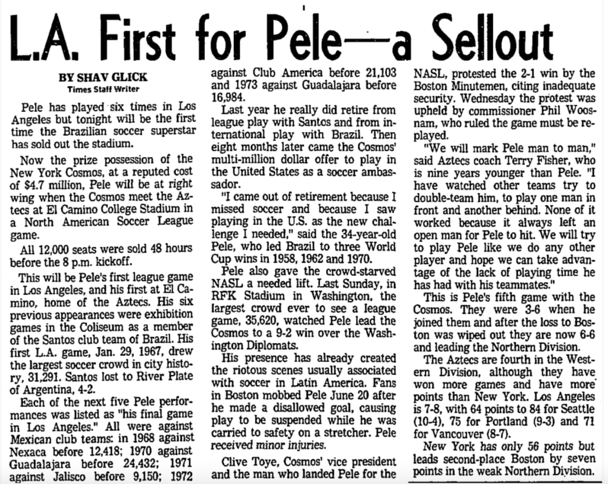 L.A. First for Pele - A Sellout 