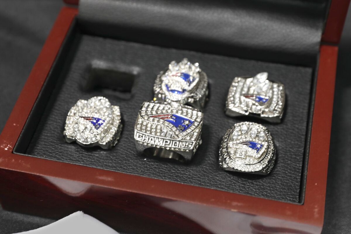 Counterfeit championship rings were on display.