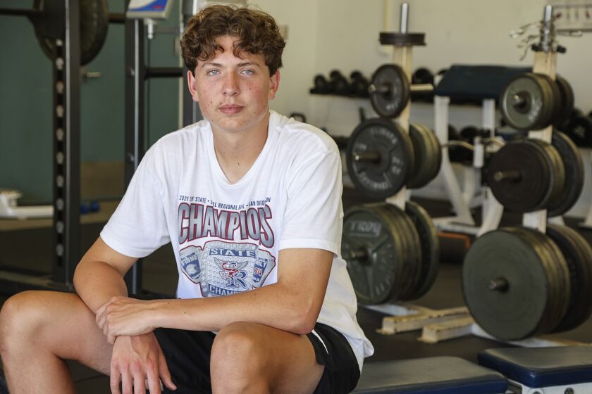 San Diego, CA - June 03: Athlete of the Year winner Jax Leatherwood poses for photos at Scripps Ranch High School on Friday, June 3, 2022 in San Diego, CA. (Eduardo Contreras / The San Diego Union-Tribune)