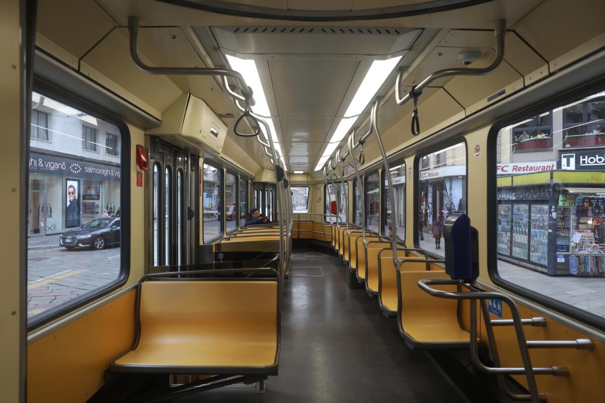 Public transportation in Milan is nearly empty