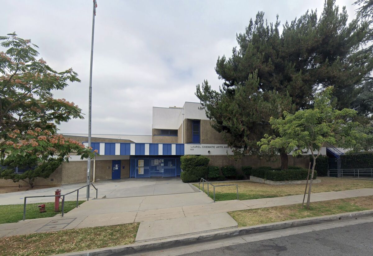 Exterior of Laurel Cinematic Arts Creative Tech Magnet in Los Angeles, formerly known as Laurel Span School.