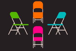 Multicolored folding chairs in a circle