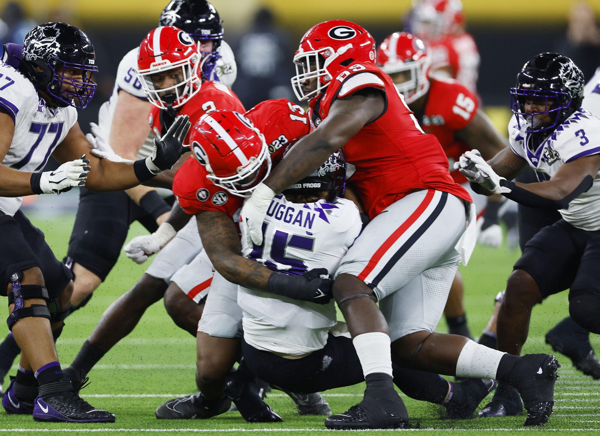 Defending national champion pounds TCU in college football