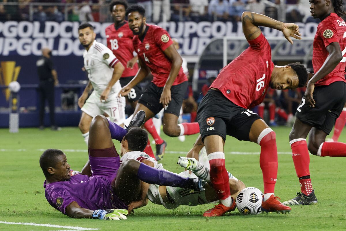 Trinidad and Tobago plays Mexico in a CONCACAF Gold Cup match.