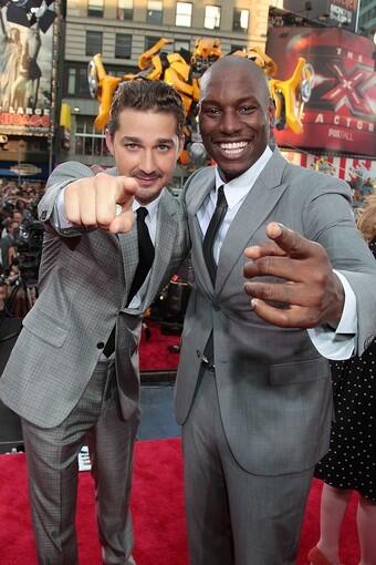 Shia LaBeouf, Tyrese Gibson and their "Transformers: Dark of The Moon" costars gathered in Times Square in New York City on Tuesday to celebrate the opening of their new 3-D action flick. Shia, left, reprises his role as Autobot ally Sam Witwicky while Tyrese returns as Simmons. RELATED: Shia LaBeouf, rough-edged action hero Photos: 'Transformers' world premiere Shia LaBeouf: I hooked up with Megan Fox