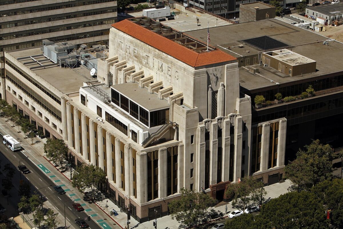 The Los Angeles Times has called its headquarters, at the corner of 1st and Spring streets, home since 1935.