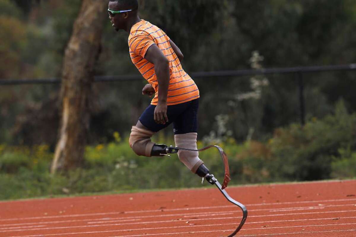 Blake Leeper finished second to Oscar Pistorius in the 400 meters at the London Paralympics.
