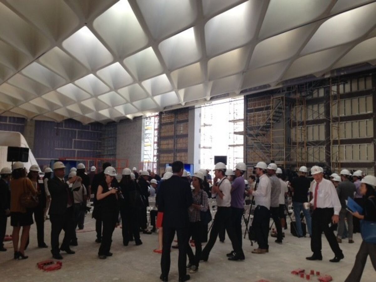Tuesday's media hard-hat tour of the Broad museum, which opens in late 2014.