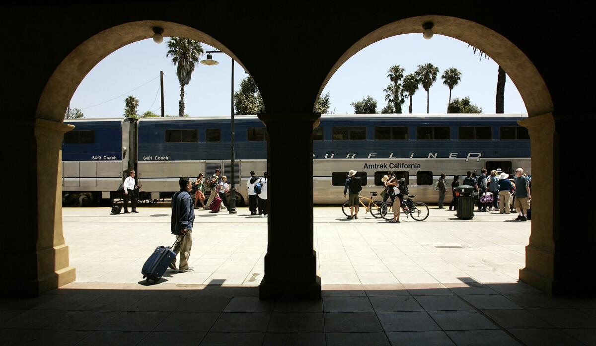 The Pacific Surfliner at the Amtrak Station in Santa Barbara.