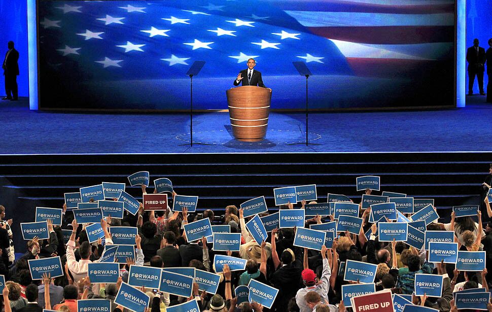 President Obama speaks at the Democratic National Convention.