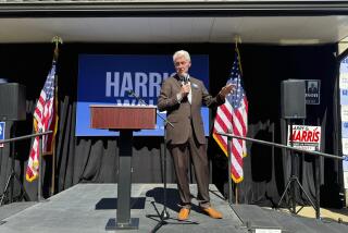 Former President Bill Clinton speaks at a canvassing launch for Vice President Kamala Harris' campaign in Albany, Ga. on Sunday, Oct. 13, 2024. (AP Photo/Charlotte Kramon)