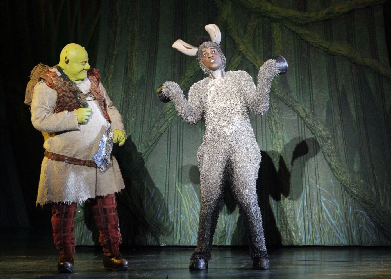 "Shrek" puts a grumpy ogre spin on the classic fairy-tale formula of a charming prince who travels with his noble steed to rescue a princess and break her curse with true love's kiss. The first DreamWorks film to be adapted as a stage musical, "Shrek" ran on Broadway from 2008 to 2010.