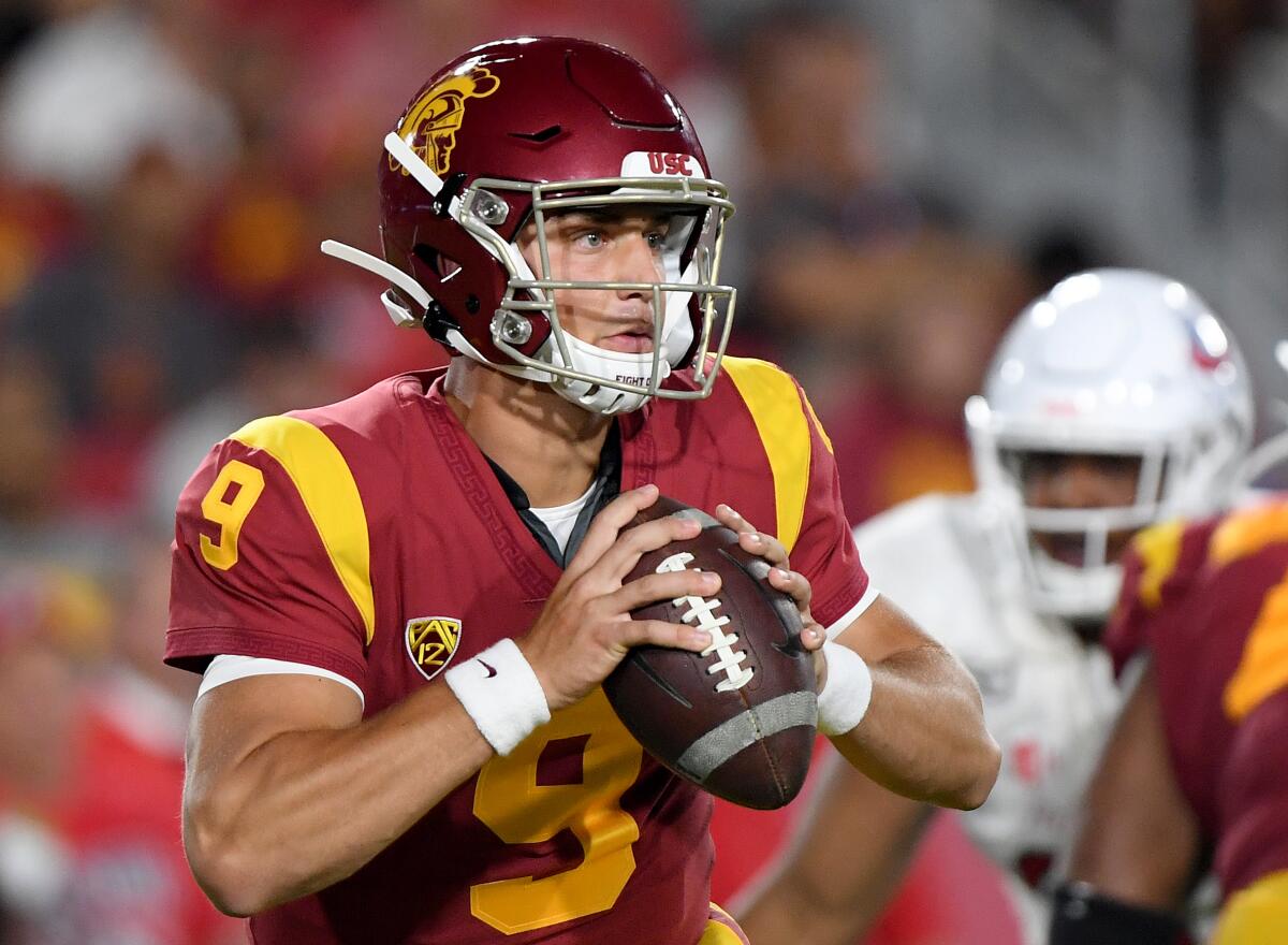 USC freshman quarterback Kedon Slovis will be tasked with leading the Trojans to victory over Stanford on Saturday in his first collegiate start.