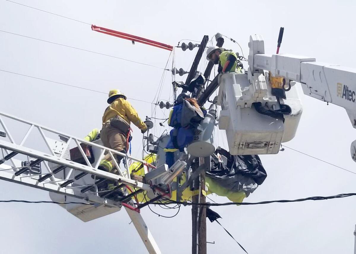 Skydiver rescued after getting caught in power lines 