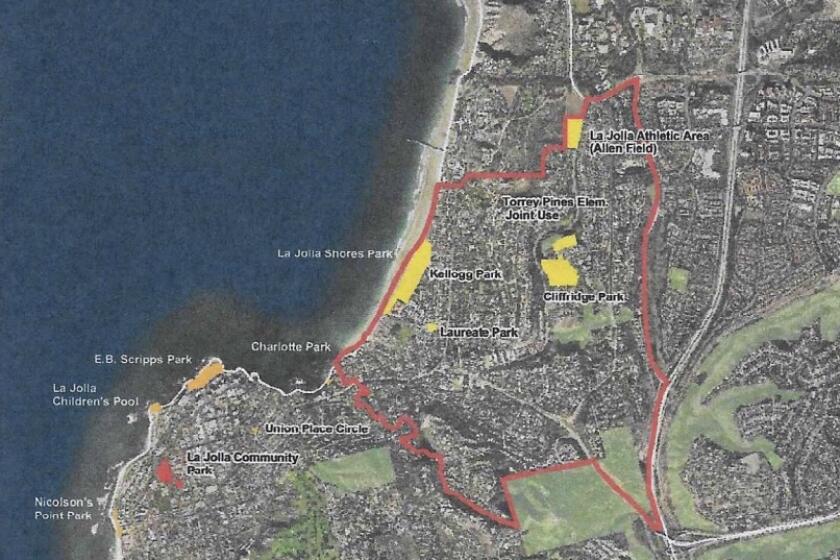 This 2011 map is included with the 2016 La Jolla Parks & Beaches bylaws and led to confusion about the group's purview.