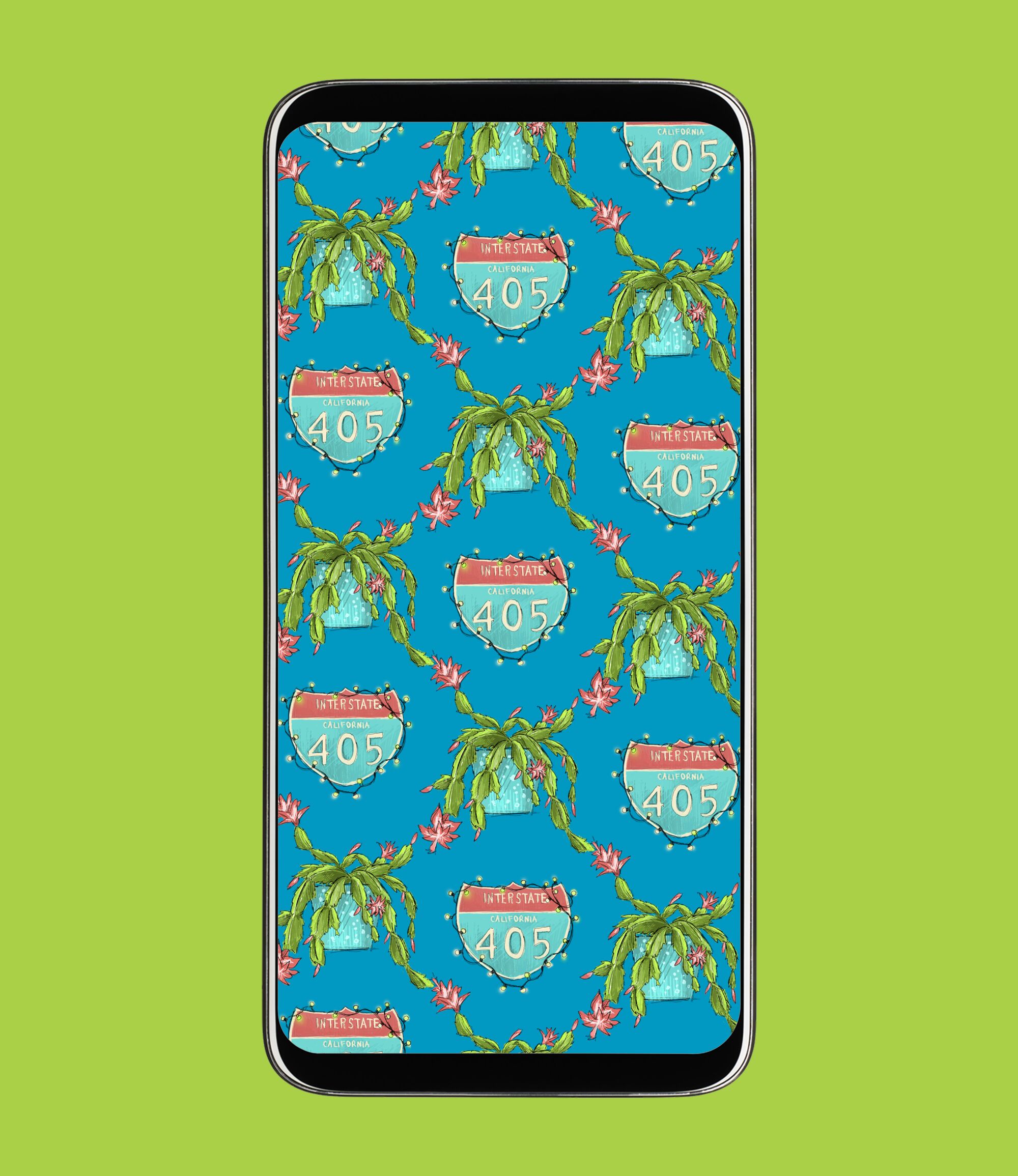 Mockup of a phone background with a Christmas illustration.