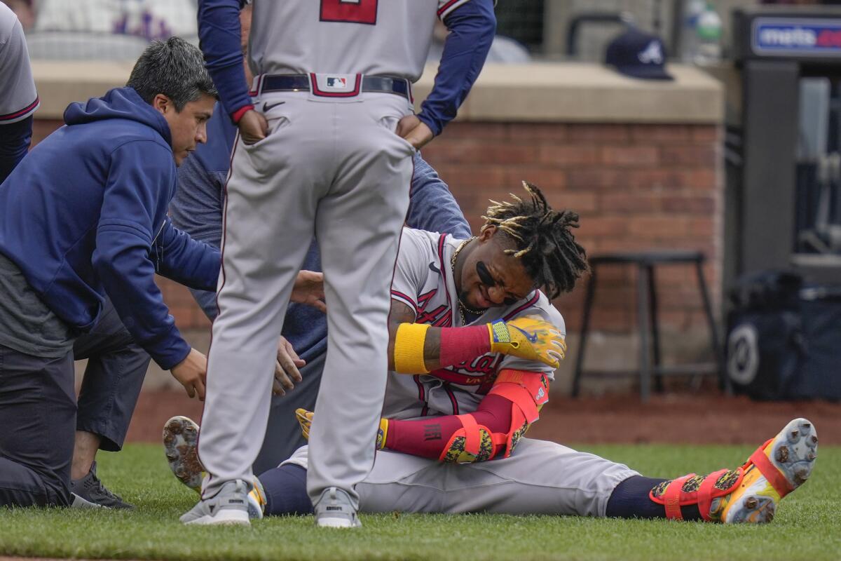 Braves slugger Ronald Acuña Jr. exits game after HBP vs Mets - The