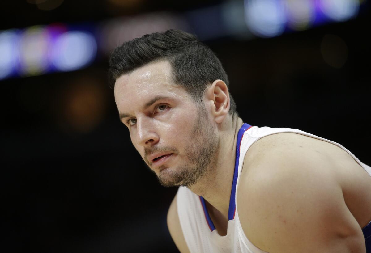 J.J. Redick watches during a March 4 Clippers game against the Portland Trail Blazers at Staples Center.