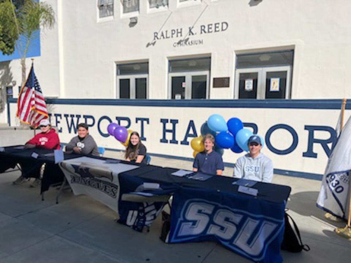 Newport Harbor athletes sign their National Letter of Intent on winter signing day.