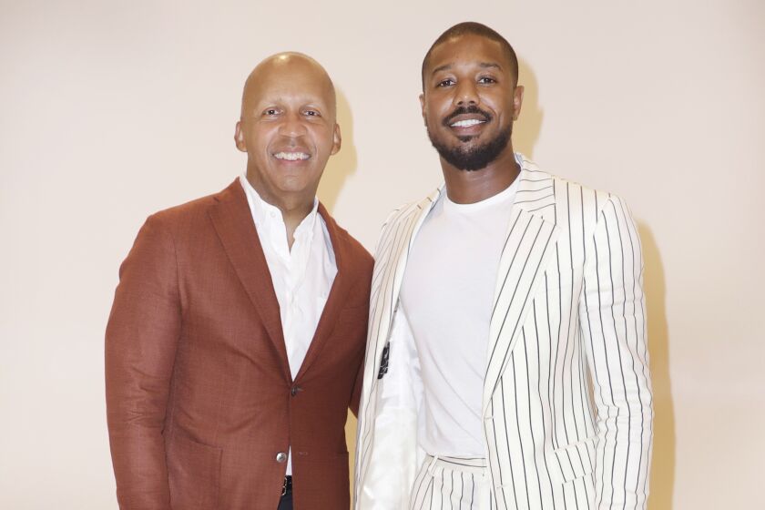 MIAMI, FL - AUGUST 09: Bryan Stevenson and actor Michael B. Jordan attend CNN & WarnerBros at NABJ on August 9, 2019 in Aventura, Florida. (Photo by John Parra/Getty Images for CNN)