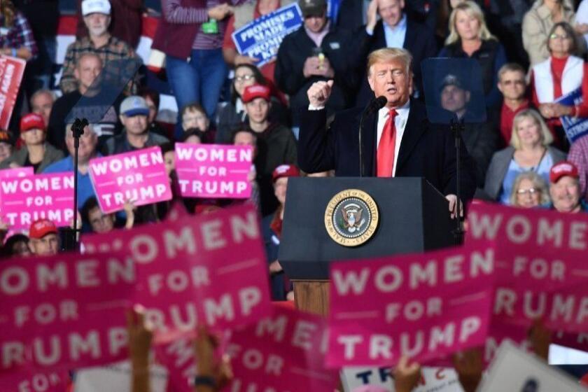 TOPSHOT - US President Donald Trump speaks during a "Make America Great" rally in Missoula, Montana, on October 18, 2018. (Photo by Nicholas Kamm / AFP)NICHOLAS KAMM/AFP/Getty Images ** OUTS - ELSENT, FPG, CM - OUTS * NM, PH, VA if sourced by CT, LA or MoD **