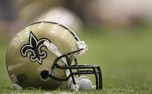 A helmet sits on the field at the New Orleans Saints football practice at their facility in Metairie on Wednesday.