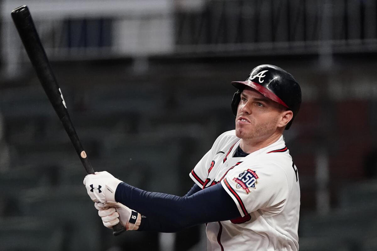 Freddie Freeman hits first home run as Dodger in first at-bat vs. Braves:  'It's just one of those moments