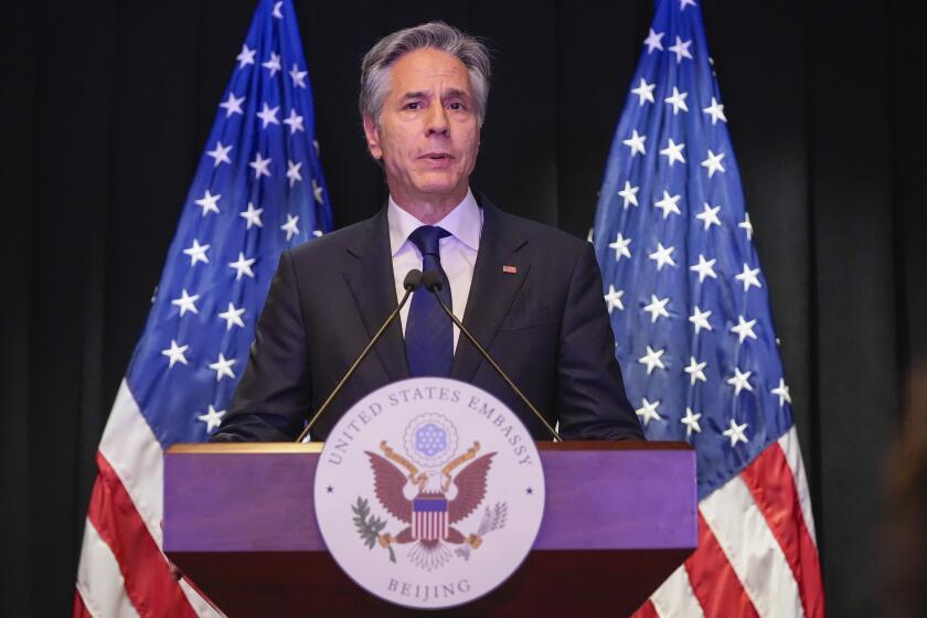 U.S. Secretary of State Antony Blinken speaks during a press conference at the U.S. Embassy in China, Friday, April 26, 2024, in Beijing, China. (AP Photo/Mark Schiefelbein, Pool)