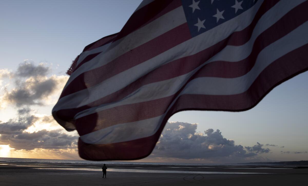 Sunrise on the 76th anniversary of D-day in Saint-Laurent-sur-Mer, Normandy, France,