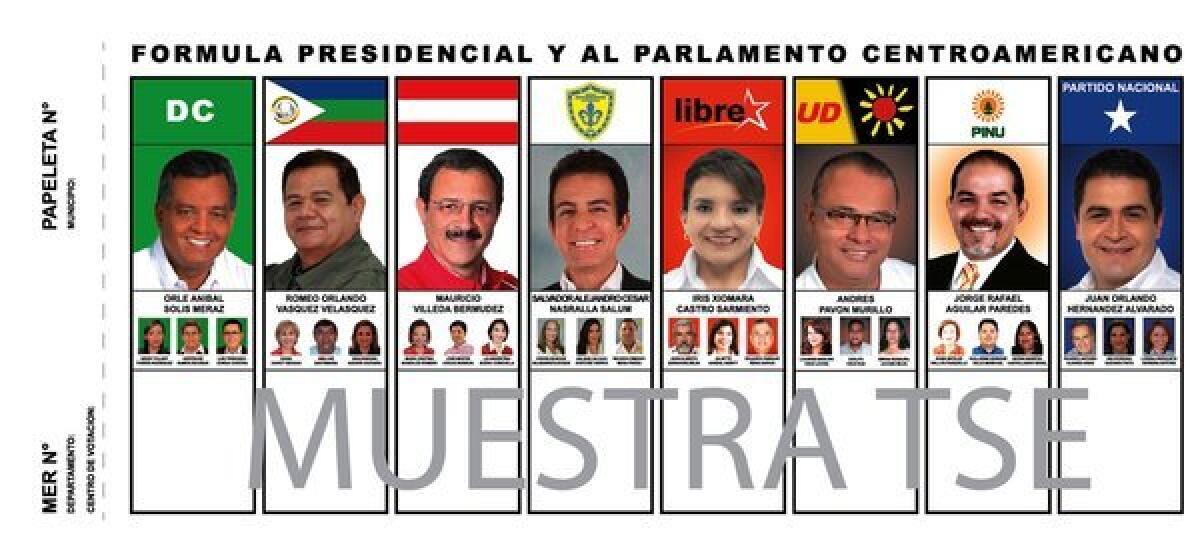 A number of political parties in Honduras are fielding candidates in Sunday's elections. Above: A sample of a Honduran voting ballot.