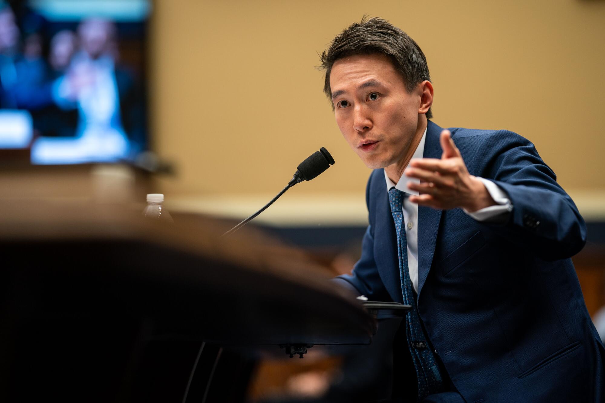  TikTok CEO Shou Zi Chew testifies before the House Energy and Commerce Committee on Thursday, March 23, 2023.