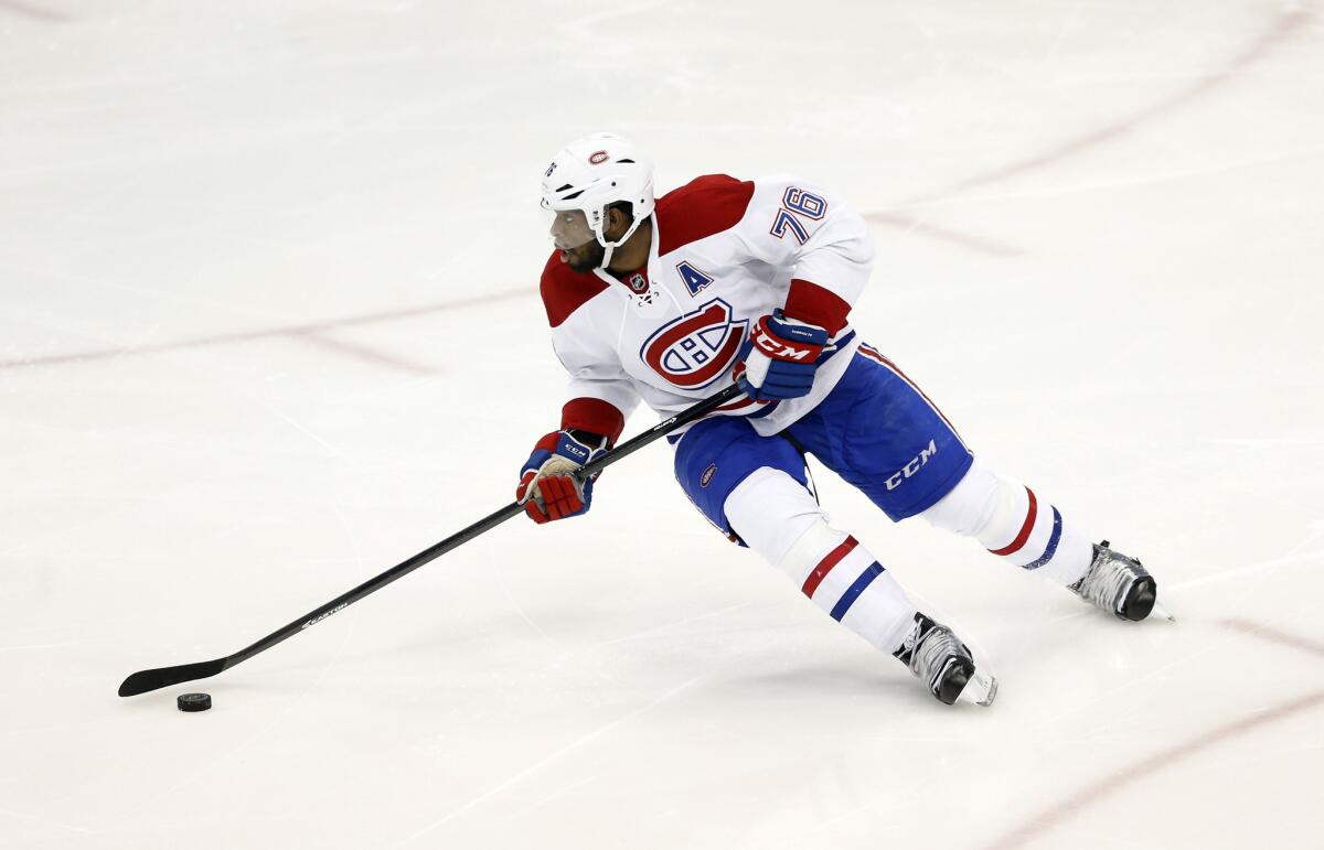 Canadiens defenseman P.K. Subban skates against the Wild in the first period.