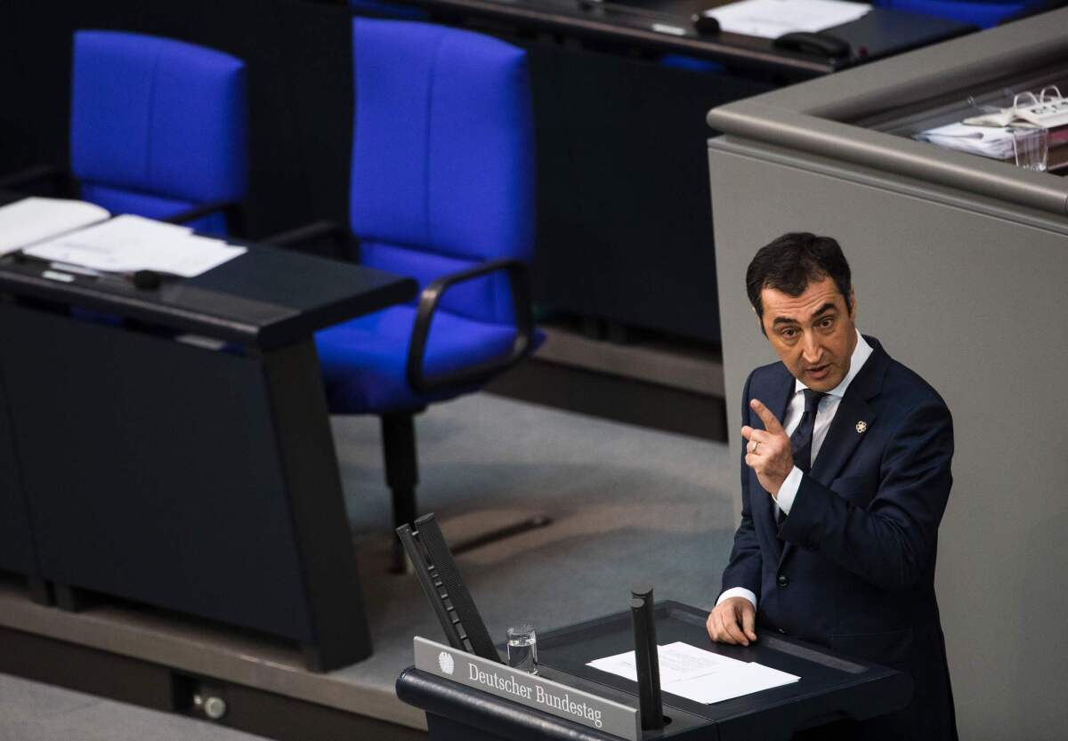 Cem Oezdemir, a leader of the opposition Greens party, speaks during a debate this month in the German Parliament on recognizing the Armenian genocide.