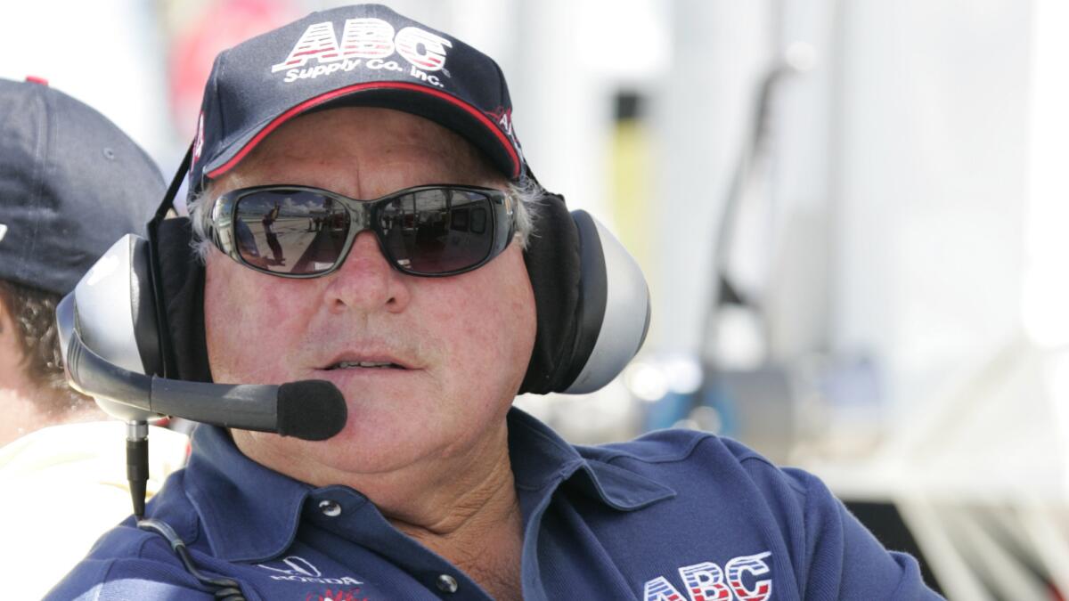 IndyCar Series team owner and former Indianapolis 500 winner A.J. Foyt looks on during an IndyCar practice session at Homestead-Miami Speedway in 2007.