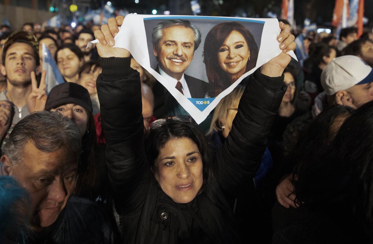 Supporters of Alberto Fernandez and Cristina Kirchner