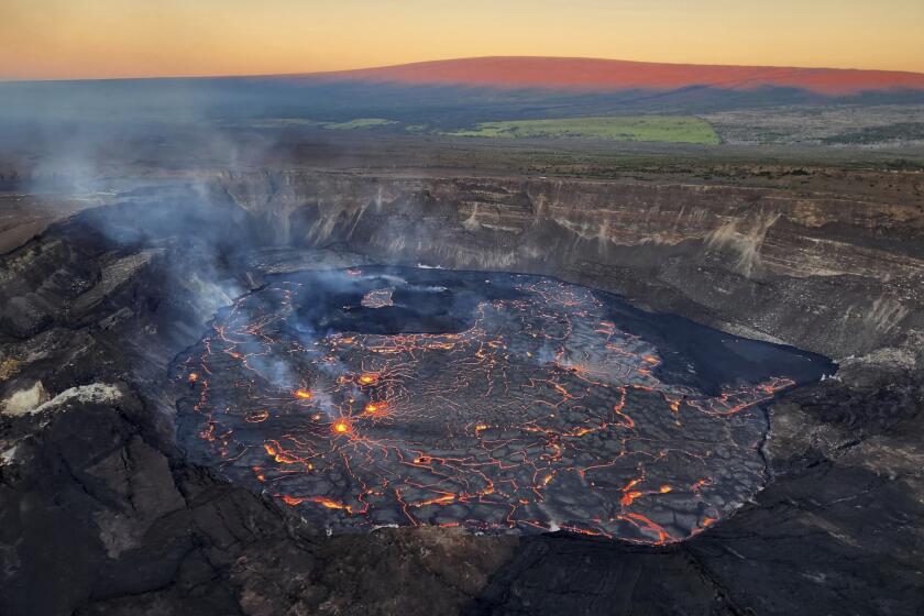 FILE - This photo provided by the U.S. Geological Survey shows the inside of the summit crater of the Kilauea Volcano on Jan. 6, 2023. The latest eruption at Kilauea's summit on Hawaii's Big Island has paused after 61 days of volcanic activity. Hawaii News Now reports U.S. Geological Survey's Hawaiian Volcano Observatory scientists said Tuesday, March 7, 2023, that lava was no longer flowing on the crater floor of Halemaumau, where all recent volcanic activity had been confined. (U.S. Geological Survey via AP, File)