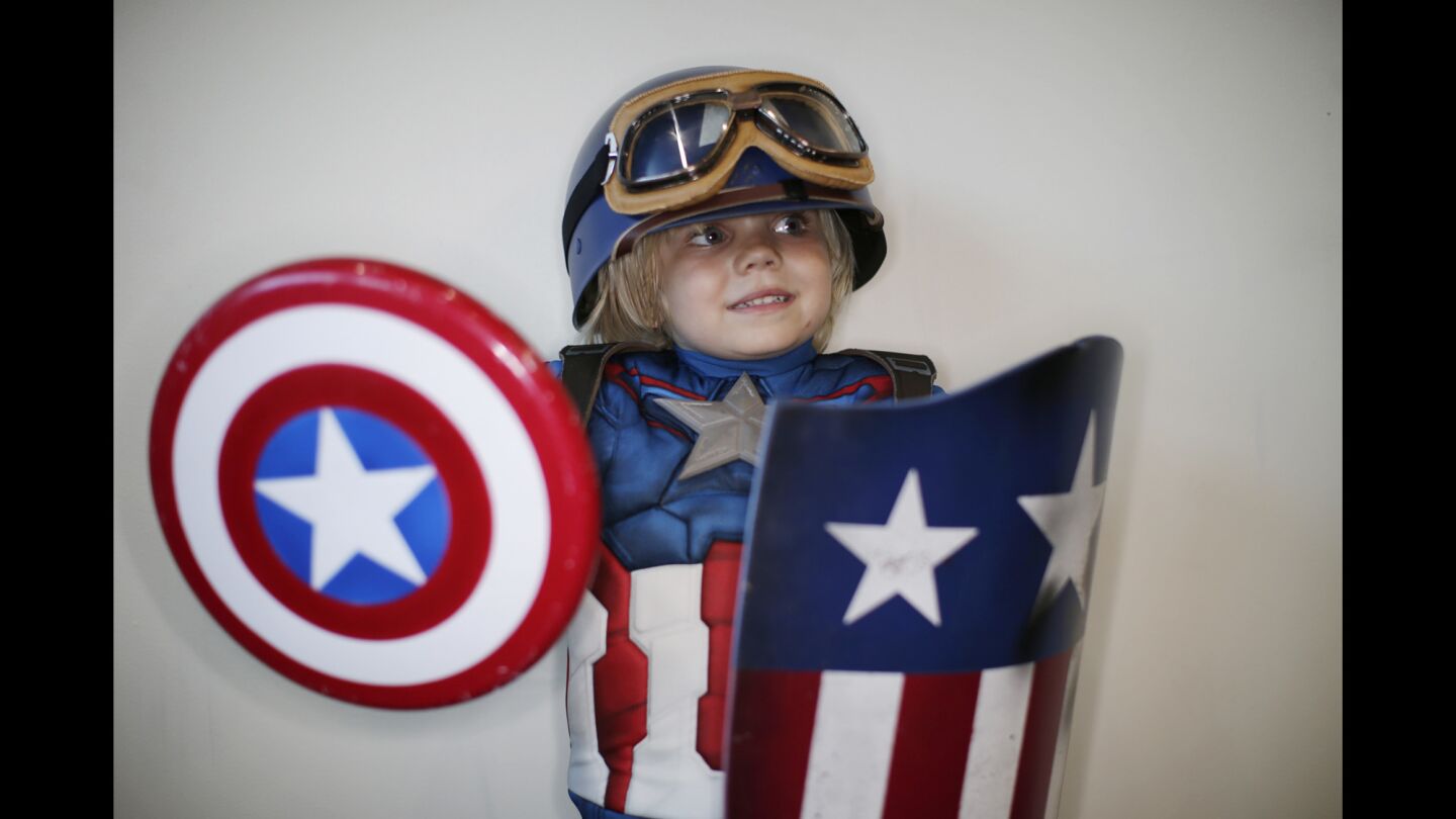 Dylan Leas, 4, as Captain America at Comic-Con International 2016.