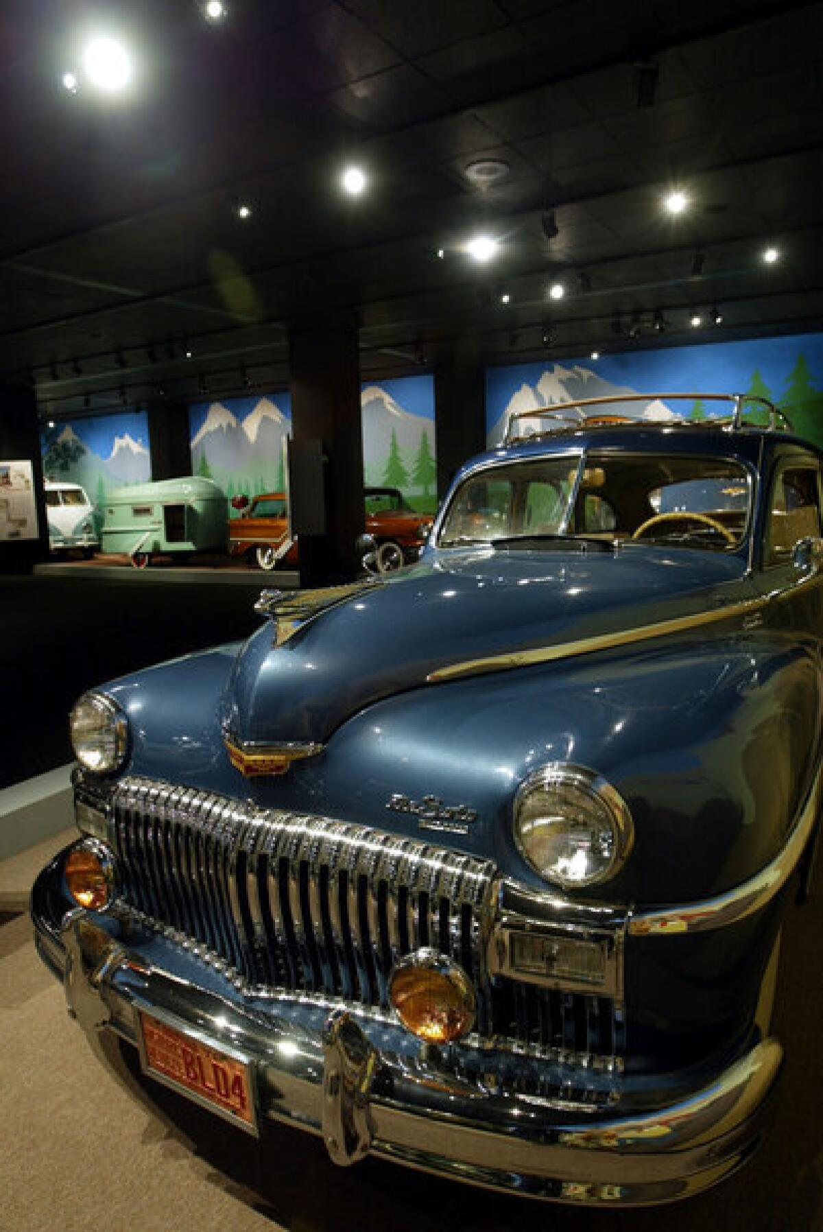 The Peterson Automotive Museum in 2004 featured this 1948 De Soto Suburban in a display of distinct cars and trailers that Americans would use on vacations.