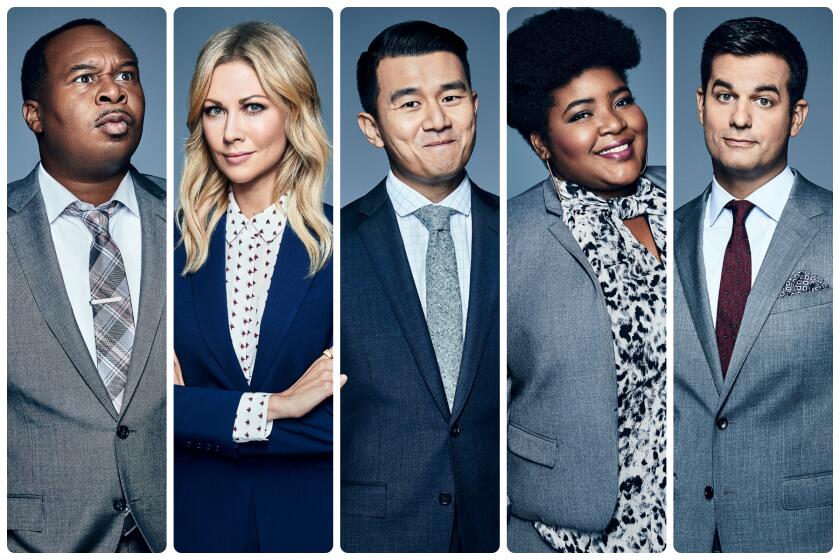 The Daily Show correspondents (L-R) Roy Wood Jr., Desi Lydic, Ronny Chieng, Dulce Sloan and Michael Kosta.