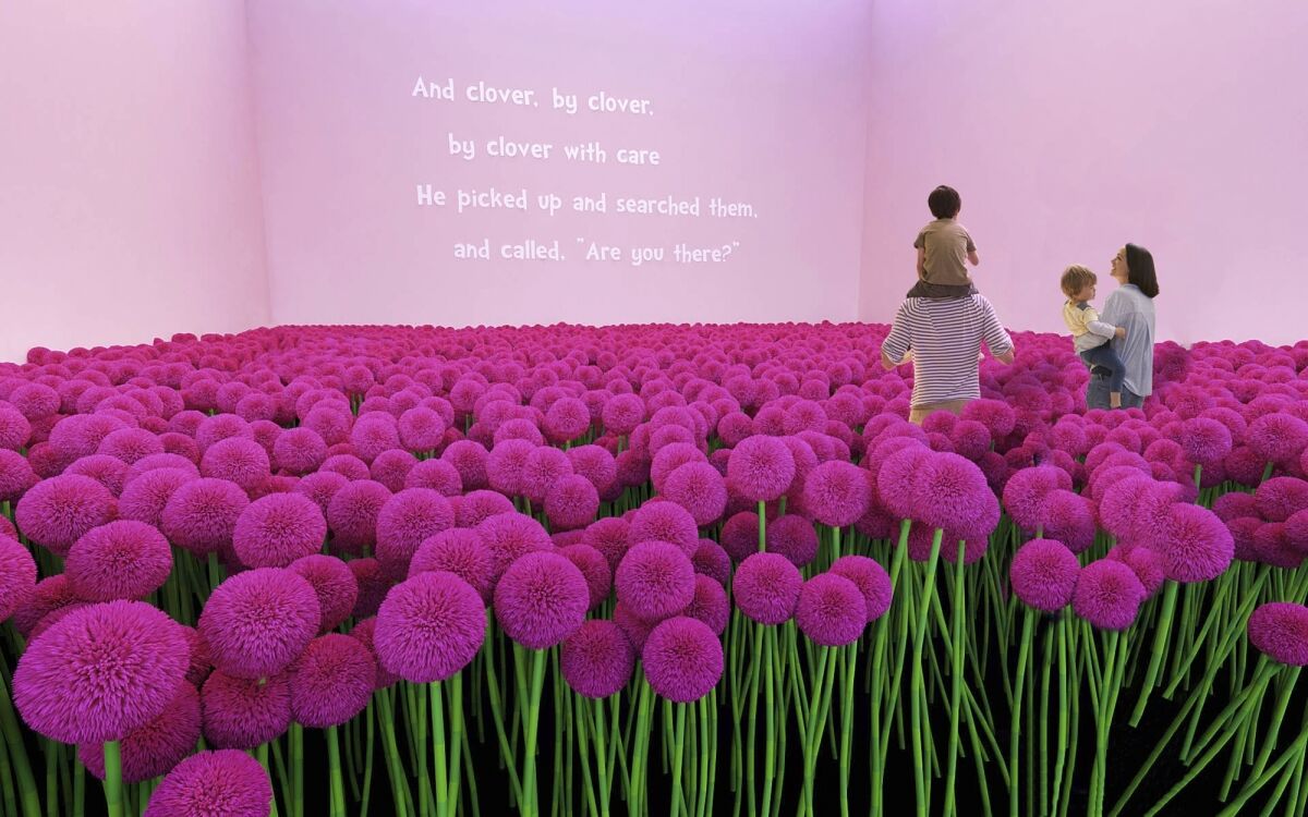A rendering of a field of clovers from Seuss' book "Horton Hears a Who" that will be incorporated in the Dr. Seuss exhibition.