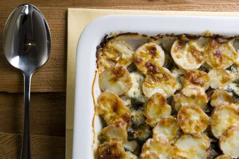 Recipe: Dandelion green and new potato gratin